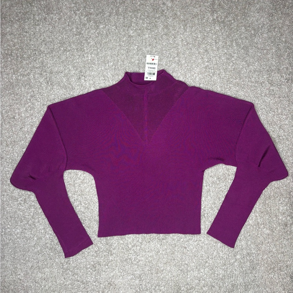 Bar III Womens Textured Knit Dolman Sleeve Crop Top Sweater